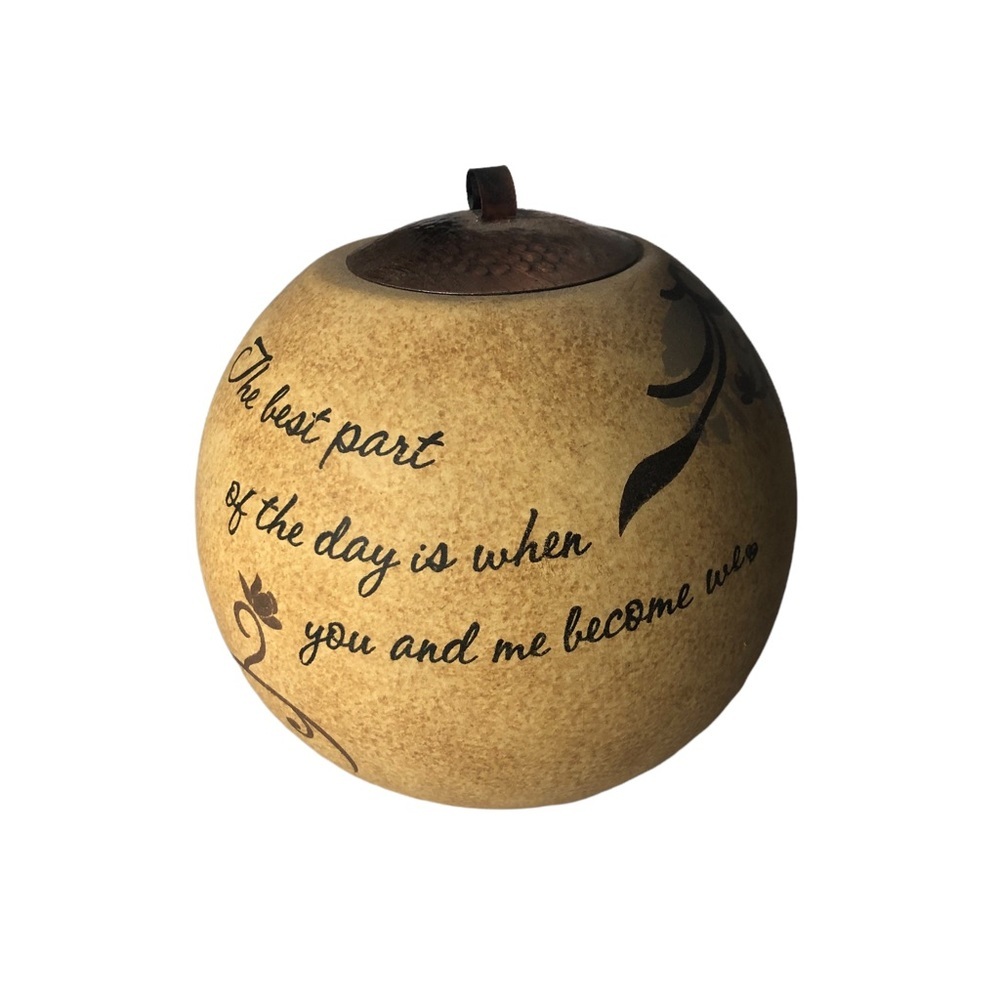 Ceramic Copper Bronze Candle Tea Light Holder Love Home Calligraphy Pottery